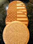 American flag hardwood coaster set of (4)