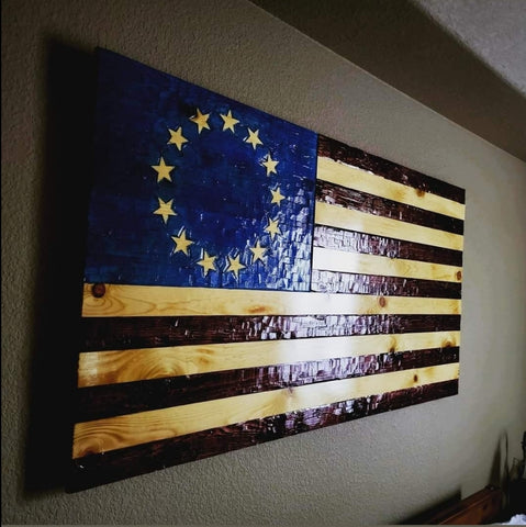 Hand Chiseled American Flag