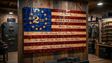 Hand Chiseled Rustic Wooden American Flag | American Grains | Handmade in the USA