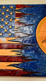 Hand Chiseled American Flag