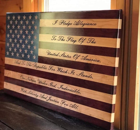 Pledge of Allegiance Engraved Flag