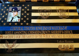 Custom Laser Engraved Thin Blue Line Flag - "The Protector"