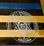 Custom Laser Engraved Thin Blue Line Flag - "The Protector"
