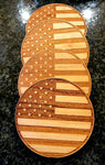 American Flag Hardwood Coaster Set