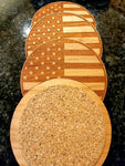 American Flag Hardwood Coaster Set