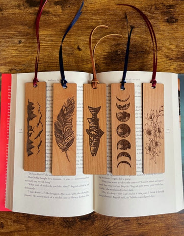 Nature Themed Hardwood Engraved Bookmark