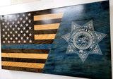 Custom Laser Engraved Thin Blue Line Flag - "The Protector"