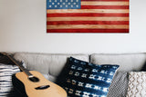 American Flag wall art above couch